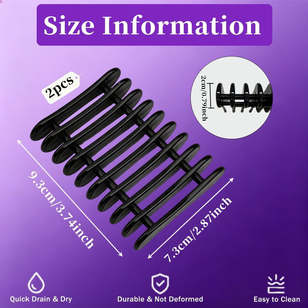 2 Pcs Black Plastic Soap Dish, Self Draining Waterfall Design Bar Soap Holder, Non-Slip Soap Saver Tray Keeps Soap Dry for Shower Bathroom Kitchen Countertop