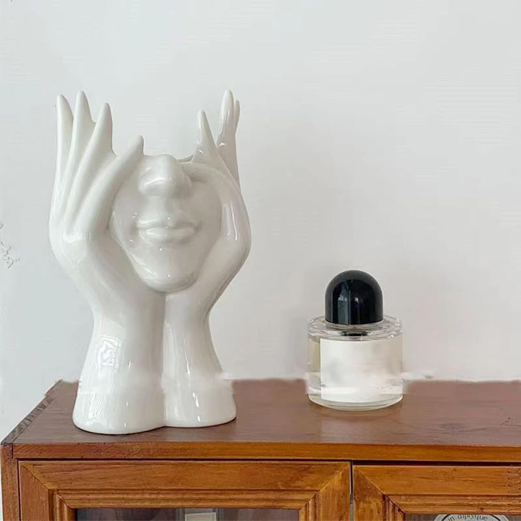 White Face Vase Unique Ceramic Vase for Room,Office,Home Decor