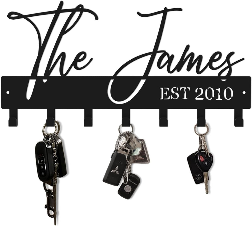 Customized Meaningful Phrase Key Hooks for Wall Decoration,Delicate Fashion Black Metal Key Holder Wall Mount,Modern Key Hanger for Hallway,Entryway,Office