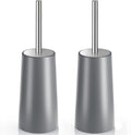 Toilet Brush and Holder, 2 Pack Toilet Brush with 304 Stainless Steel Long Handle, Toilet Bowl Brush for Bathroom Toilet-Ergonomic, Elegant,Durable (Grey)