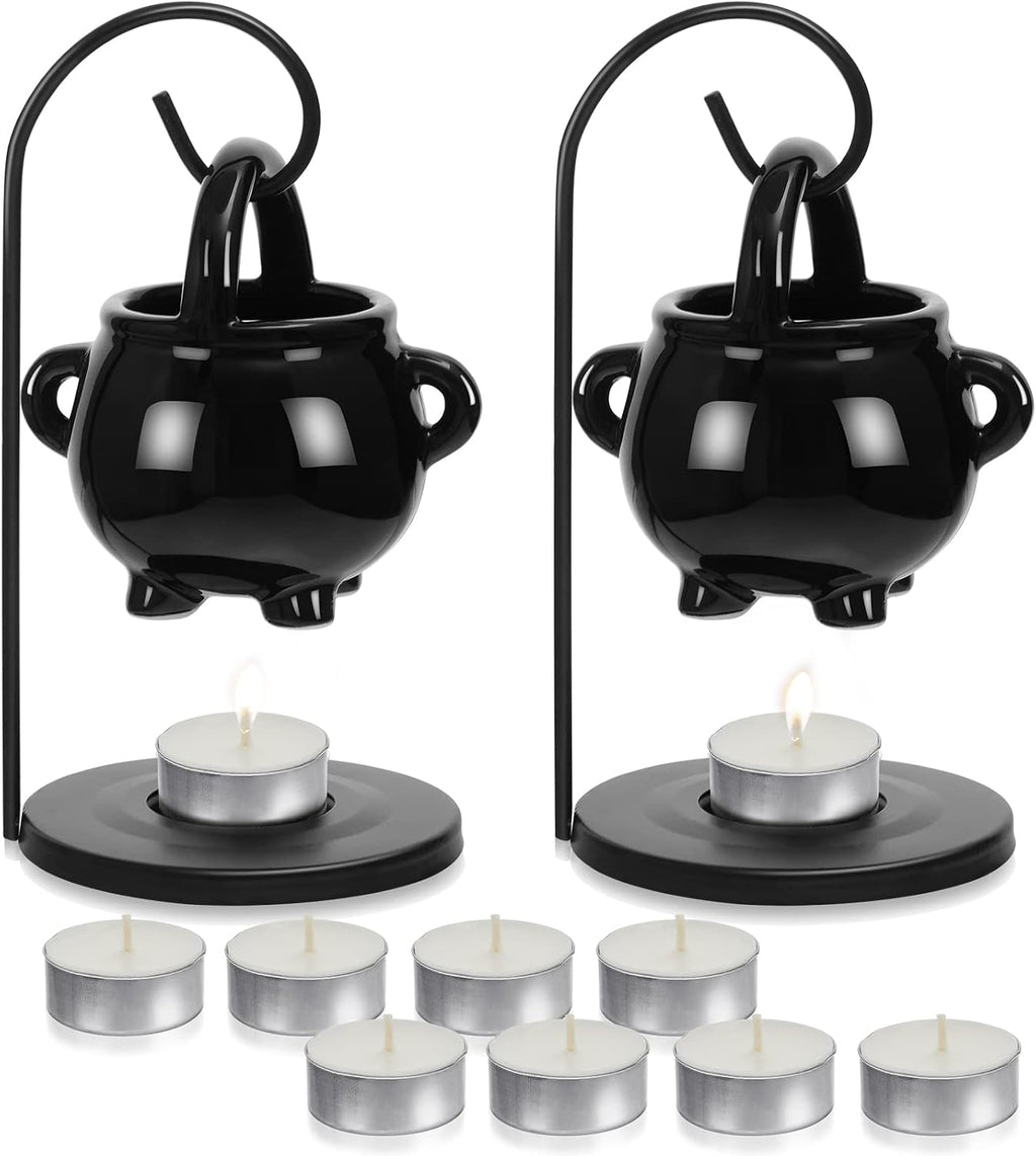 2 Pcs Halloween Wax Melt Warmer, Witch Hanging Cauldron Oil Burner