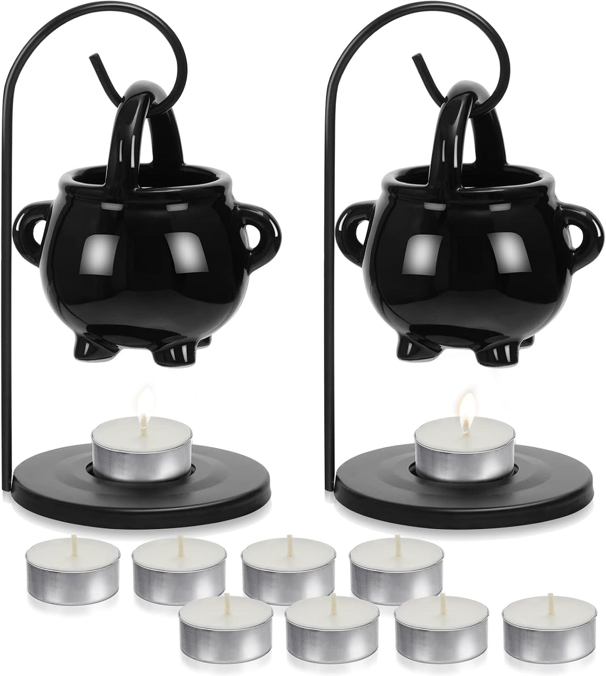 2 Pcs Halloween Wax Melt Warmer, Witch Hanging Cauldron Oil Burner