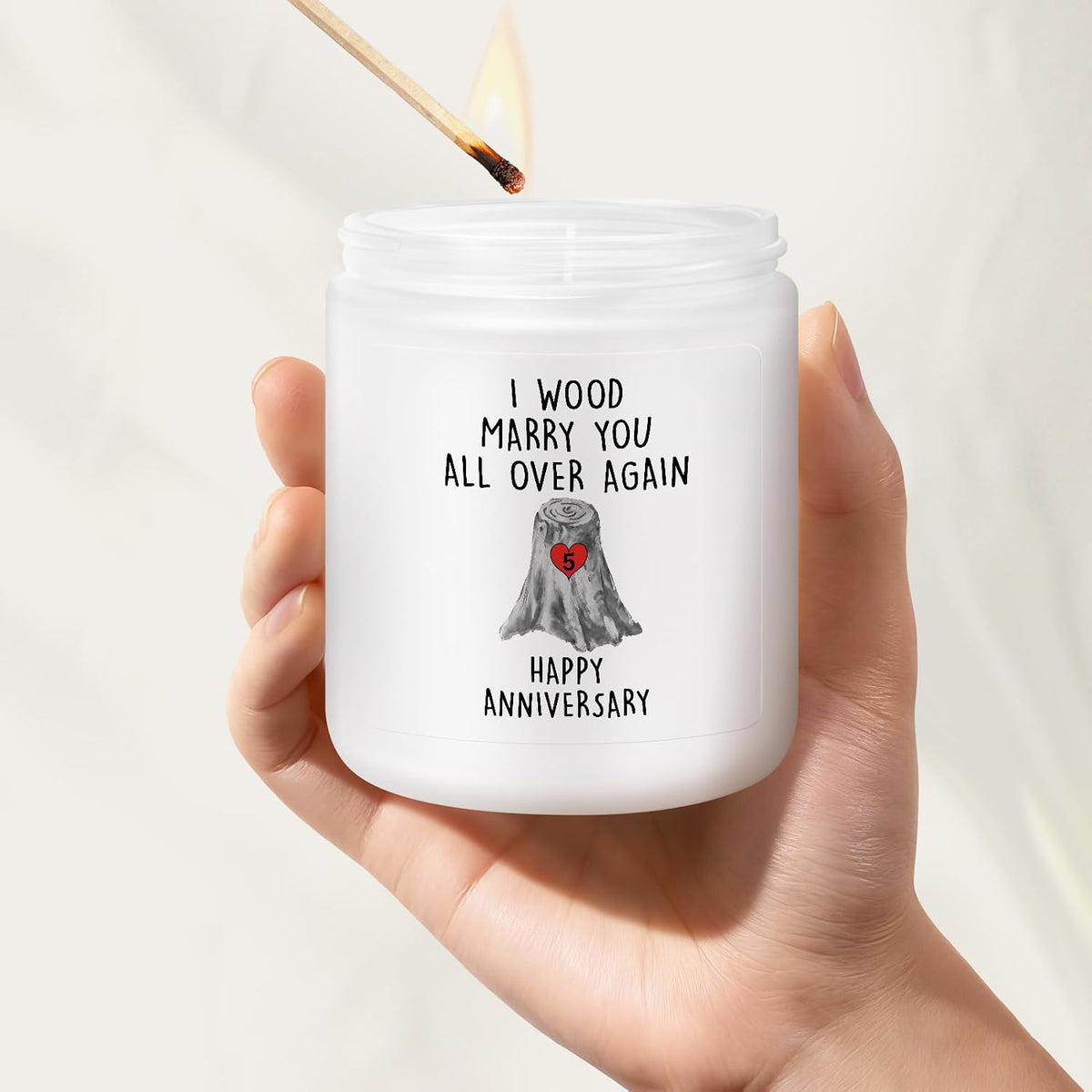 5th Anniversary Candle Gifts for Women Men - 5 Year Wedding Anniversary Candle Gifts for Couple Girlfriend Boyfriend Wife Husband - 5th Romantic Gift Gift for Her Him