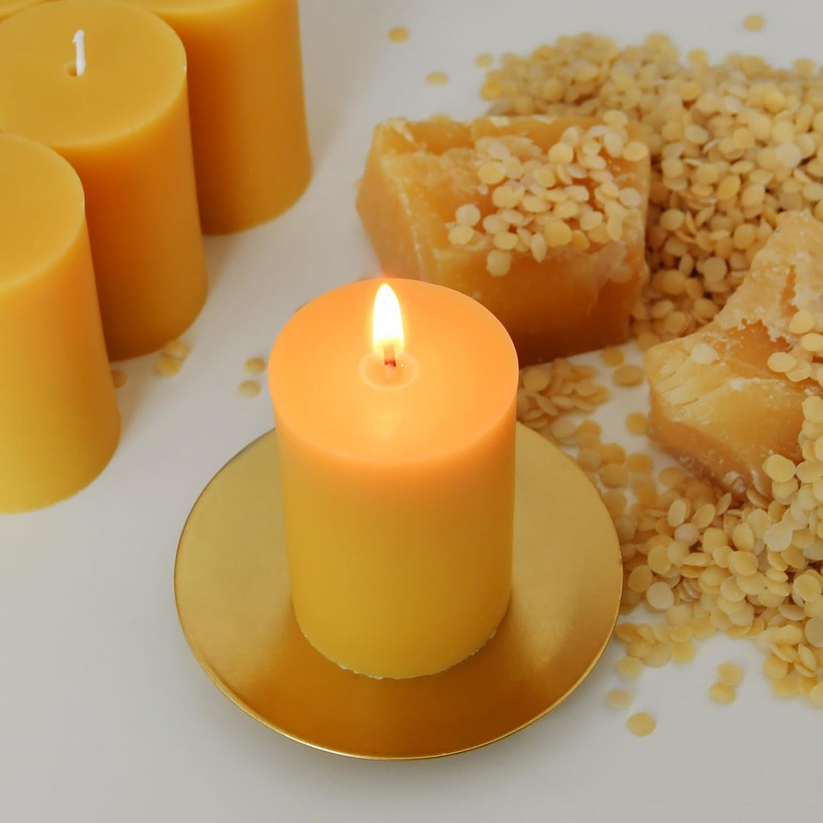 DEYBBY Pure Beeswax Pillar Candles, 2x3 Inch, 12 Pack Bulk, 30 Hr Burn Time