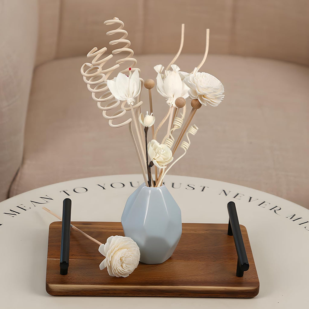 15 Reed Diffuser Sticks, Natural Paper & Floral Rattan Set