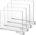 LikeU Acrylic Shelf Dividers for Closets,4 PCS Wood Shelf Dividers,Clear Shelf Separators,Perfect for Clothes Organizer and Bedroom Kitchen Cabinets Shelf Storage and Organization…