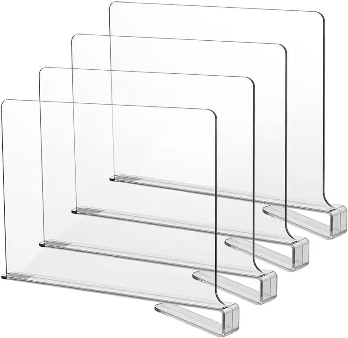 LikeU Acrylic Shelf Dividers for Closets,4 PCS Wood Shelf Dividers,Clear Shelf Separators,Perfect for Clothes Organizer and Bedroom Kitchen Cabinets Shelf Storage and Organization…