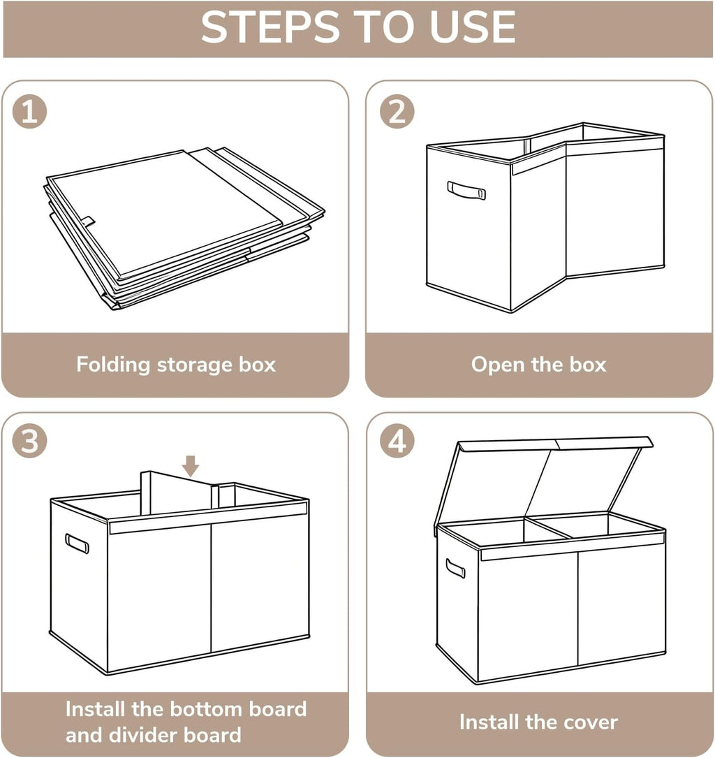 INDRESSME 85L Large Toy Storage Box with Lid & Dividers, Grey