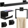STWWO 5-Piece Matte Black Bathroom Accessories Hardware Set