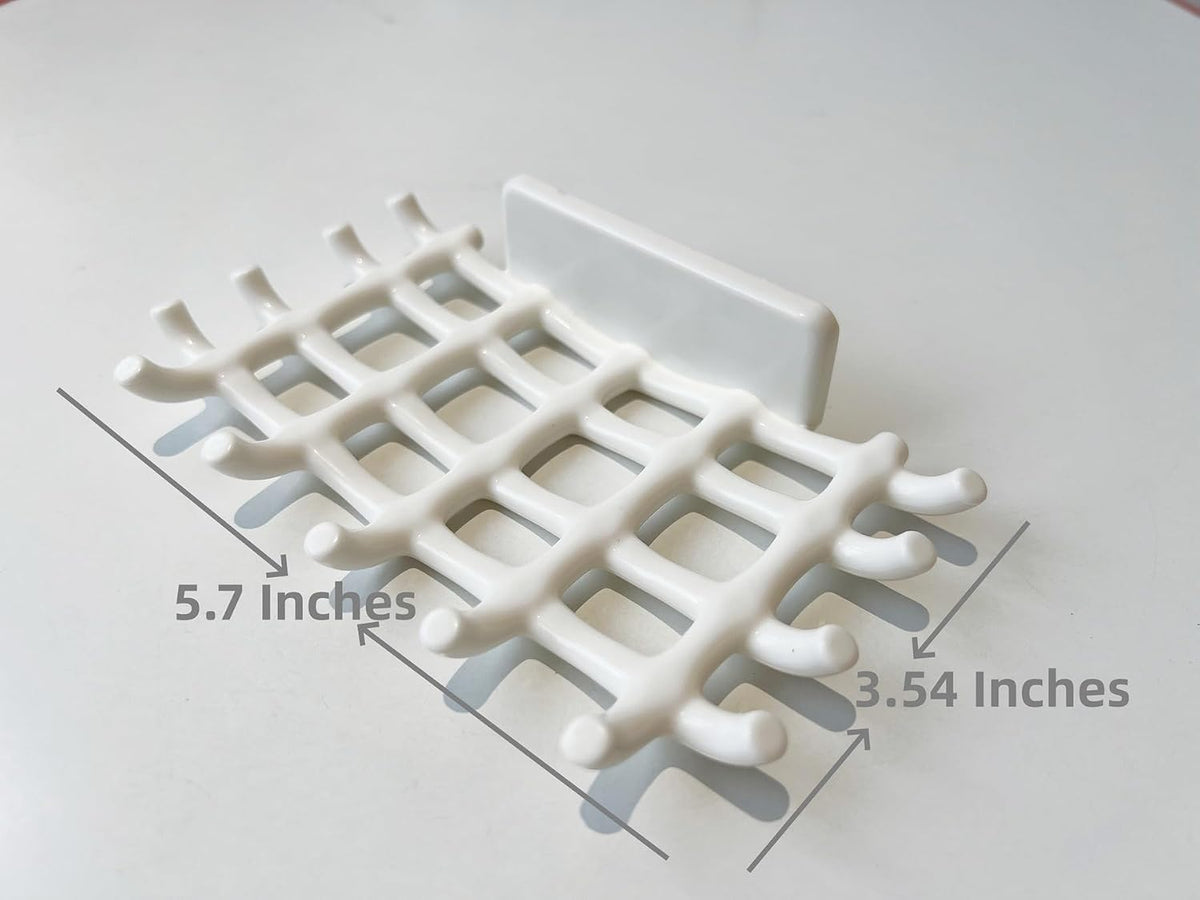 2-Pack Adhesive Soap Holder, No Drill Wall Mounted Self Draining Soap Dish for Shower Bathroom Kitchen(White)