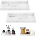 Luxspire 2 Pack Silicone Bathroom Tray 7.9" Vanity Tray, Marble White