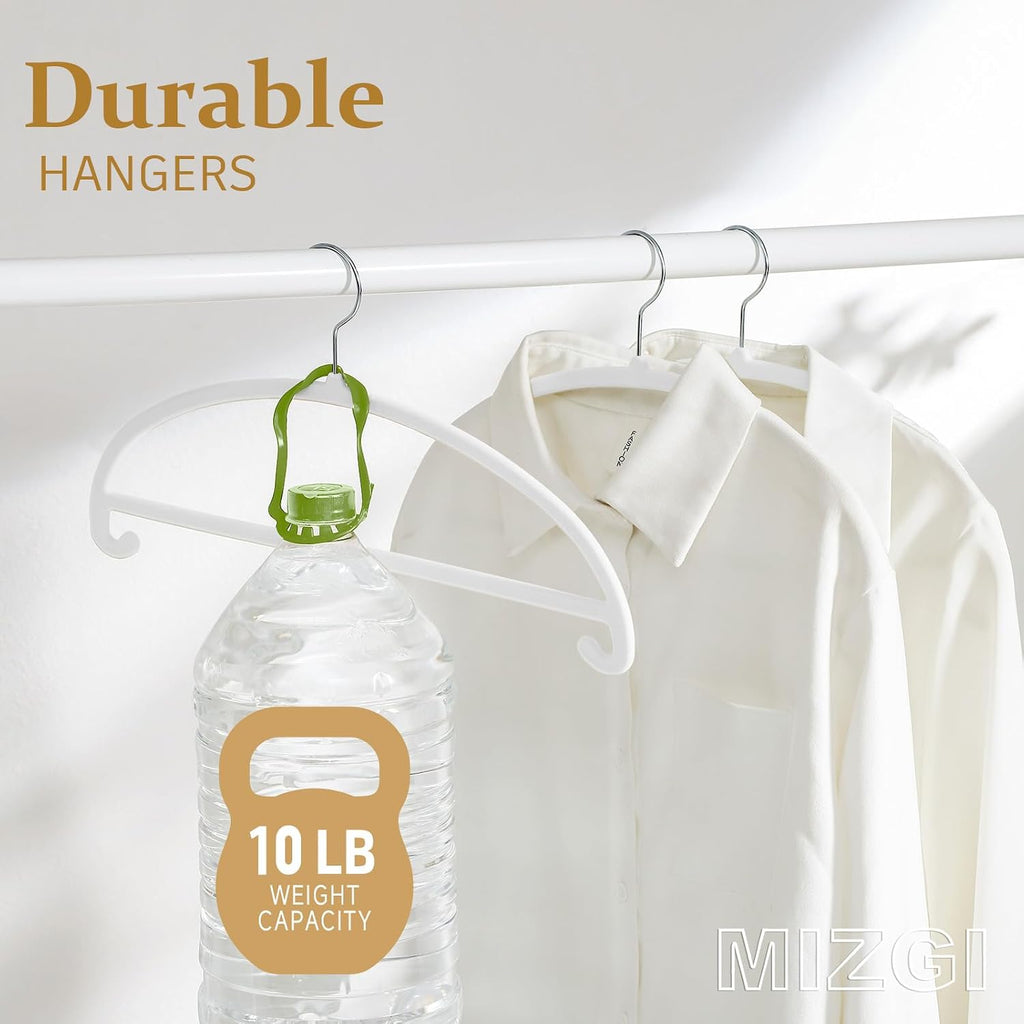 MIZGI 50 Pack White Velvet Hangers - No Shoulder Bumps, Heavy Duty Non-Slip Chrome Hooks for Jackets, Coats, Pants