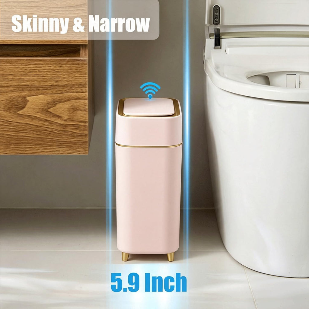 2-Pack - Motion Sensor Bathroom Trash Can with Lid - Automatic Trash Can