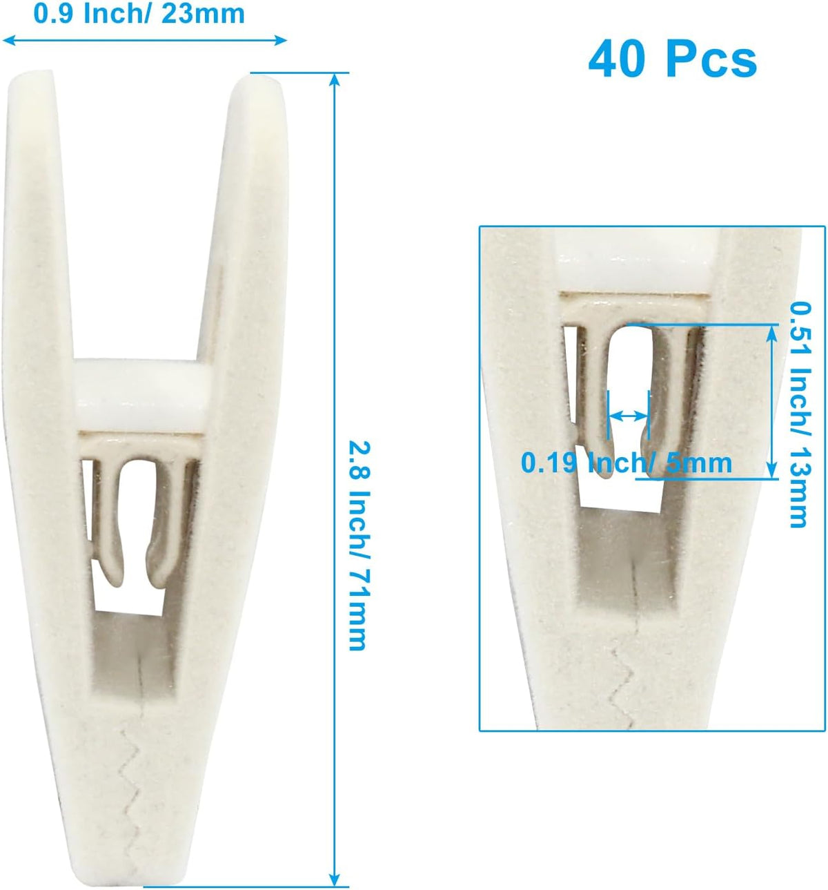 Hordion 40Pcs Ivory Velvet Hanger Clips, Strong Finger Clip Pants Hangers