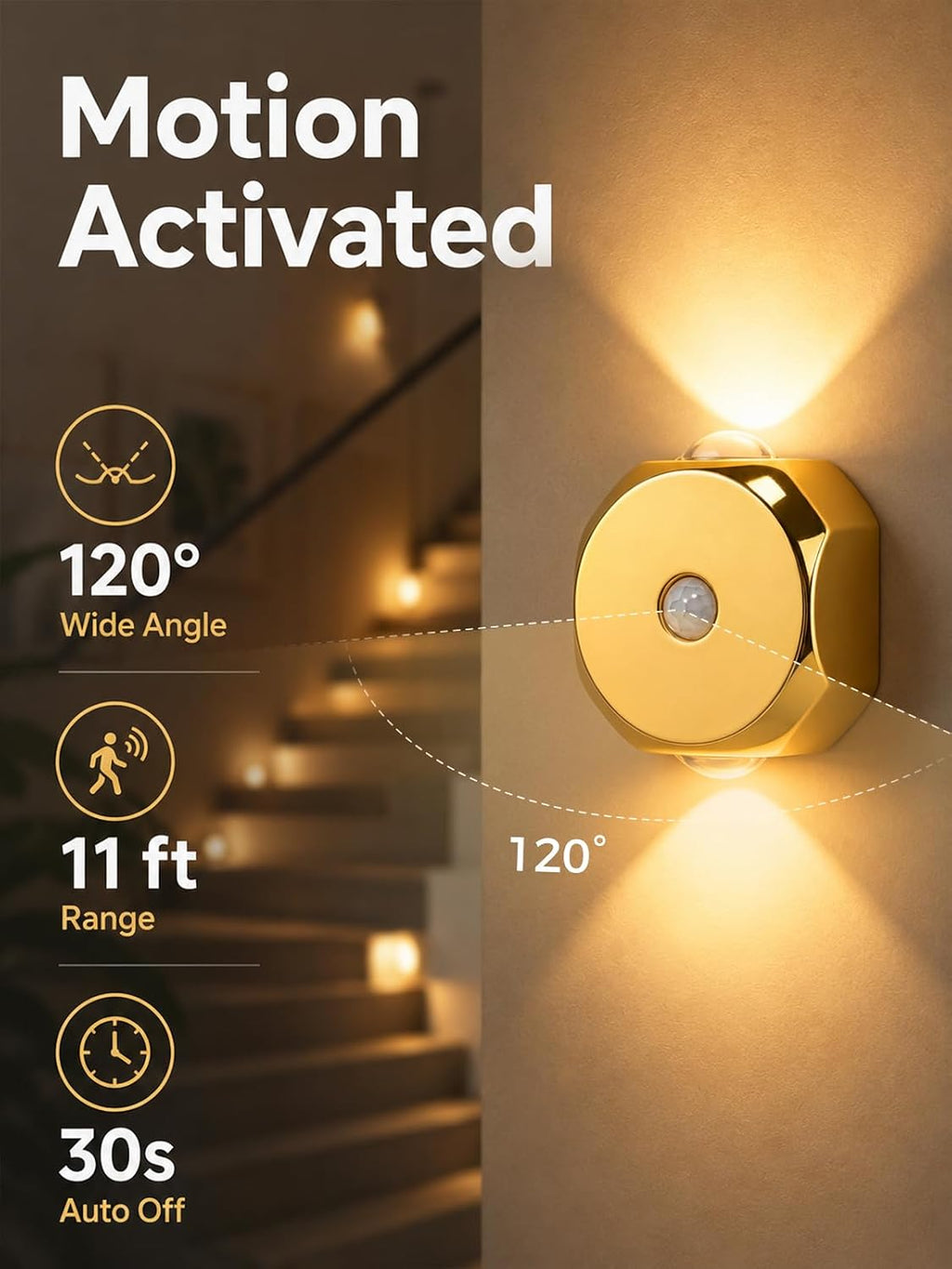 Motion Sensor Night Light for Hallway: No Tool Mount Magnetic Mount