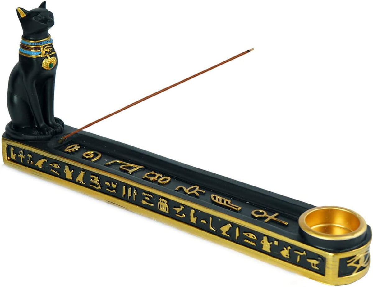 OwMell Egyptian Bastet Incense Holder for Sticks Cone Incense Burner