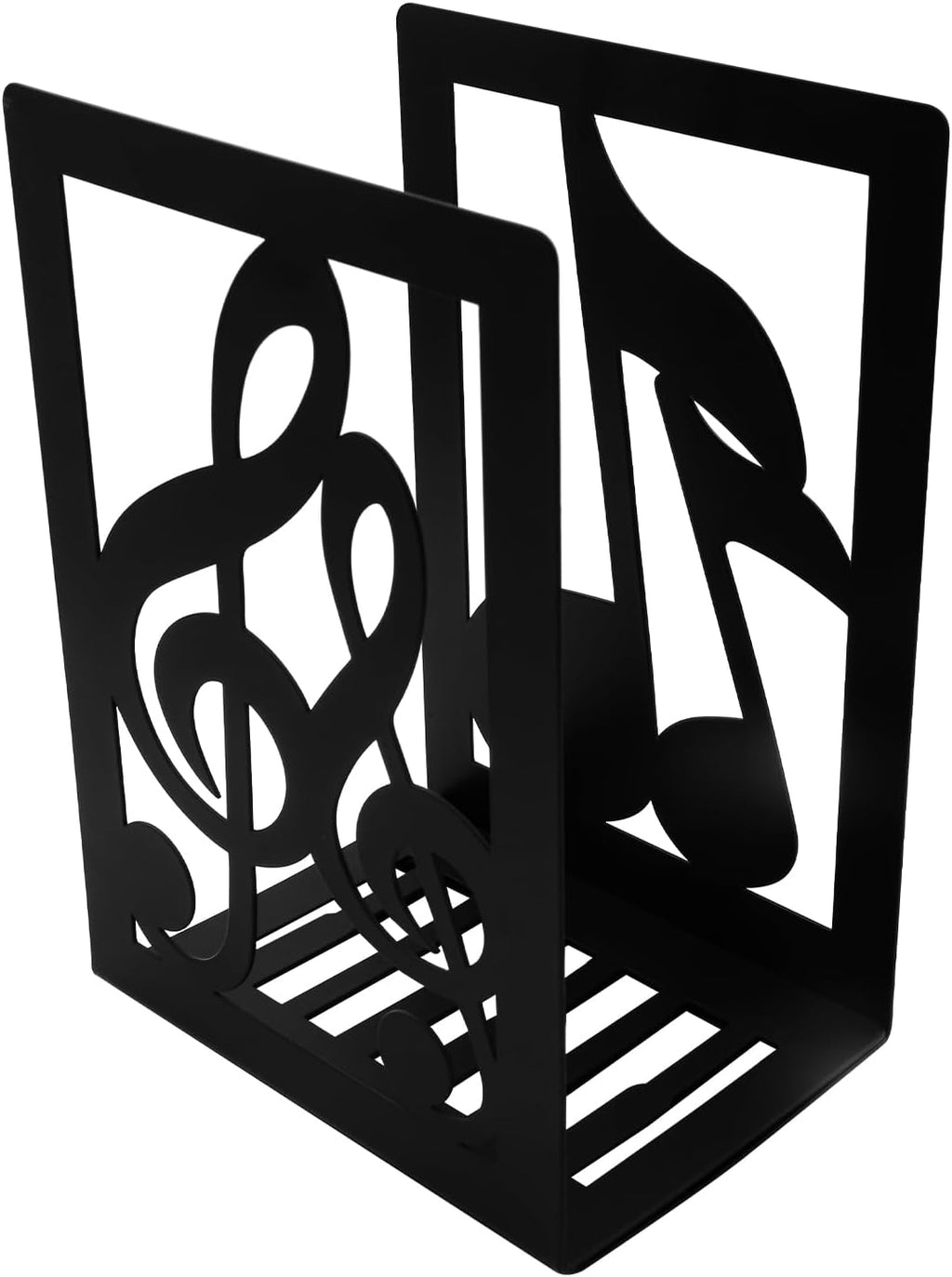 1 Pair Black Book Ends Musical Note Modern Bookends for Shelves,Metal Music Themed Book Holder Journal Book Organizer CD Holder Office Home Decorative Bookends for Back to School Student Kids Gift