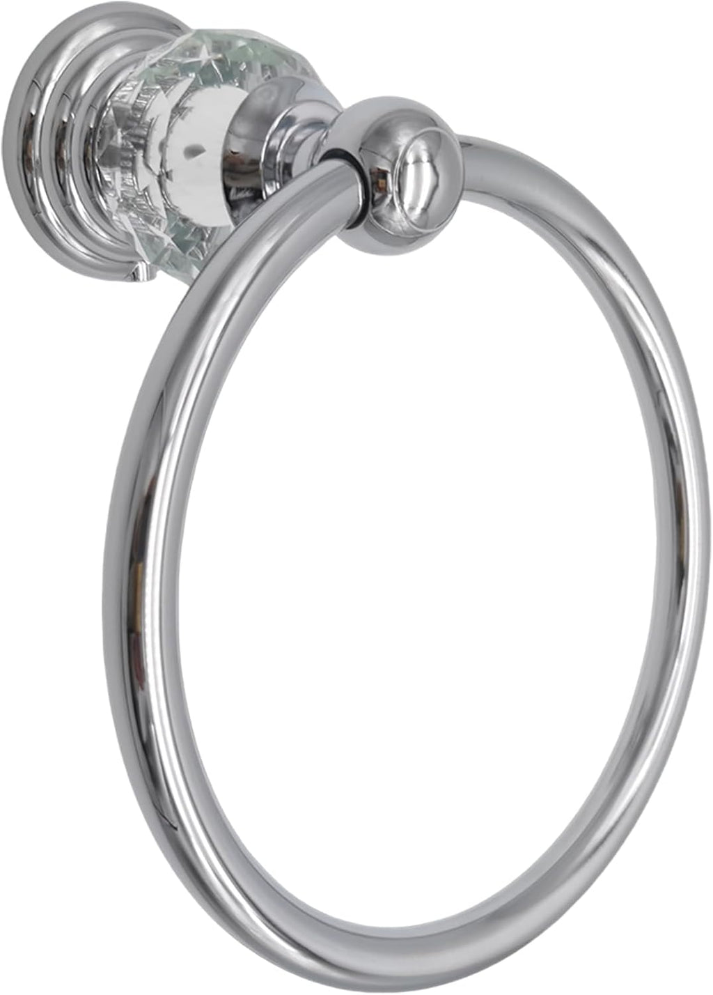 Silver Towel Ring with Crystal, Round Hand Towel Holder for Bathroom