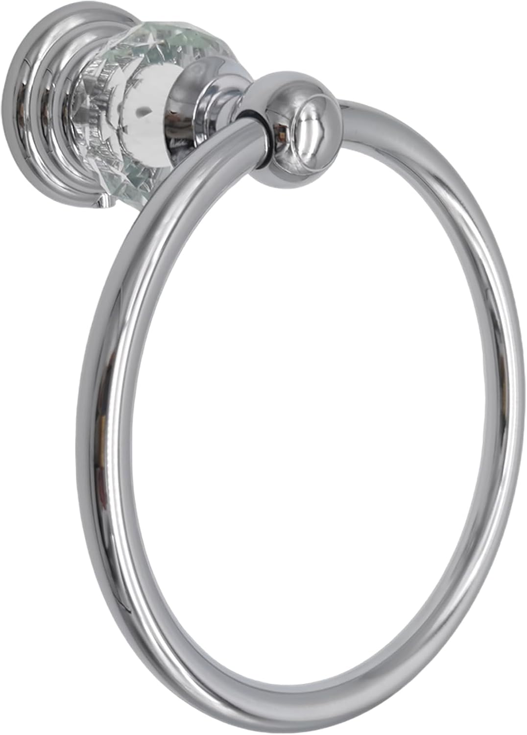 Silver Towel Ring with Crystal, Round Hand Towel Holder for Bathroom