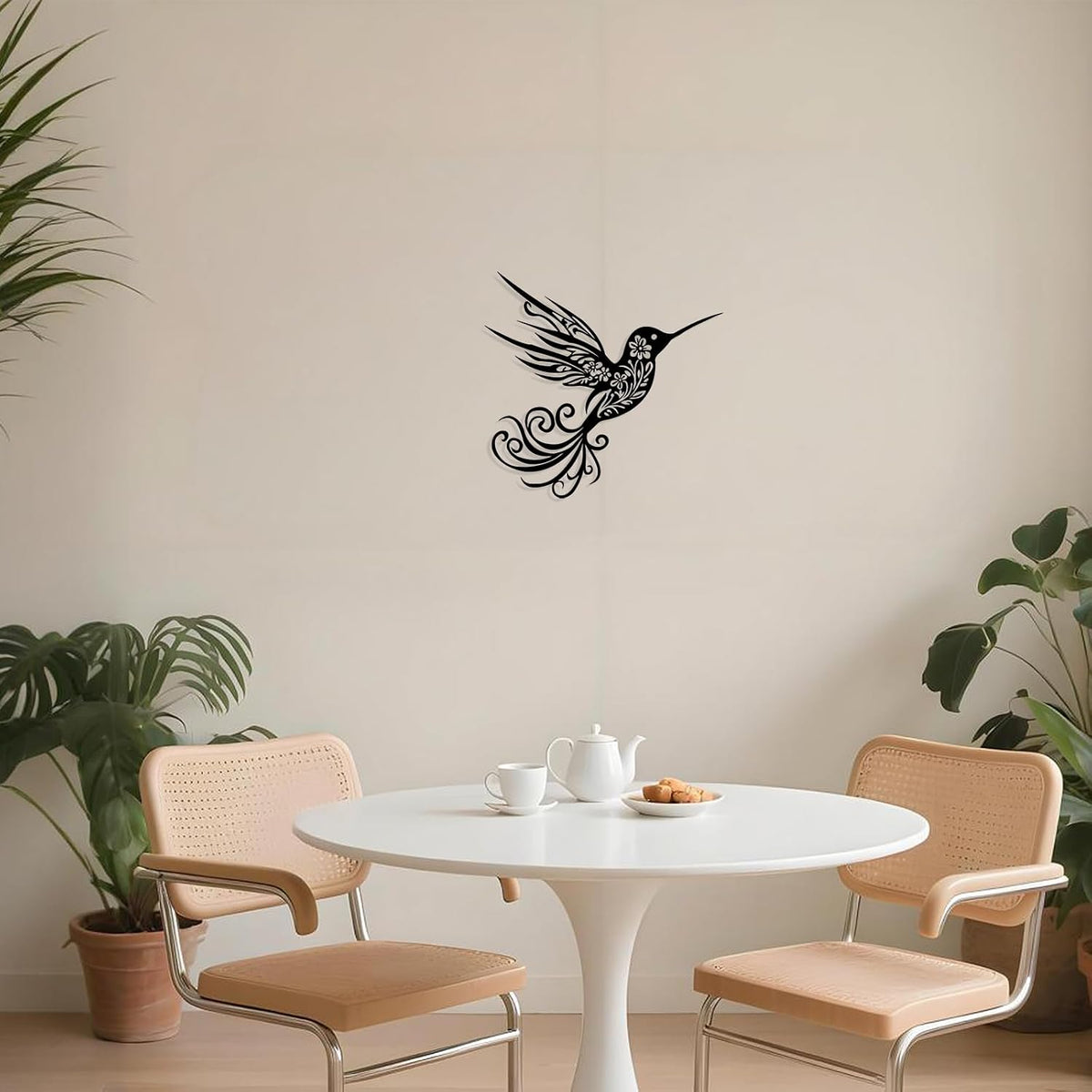 Harikikochuu Metal Hummingbird Wall Decor - Abstract Hummingbird Outdoor Wall Art Metal Bird Wall Decor for Garden Patio (Black, 11.8 x 11in)