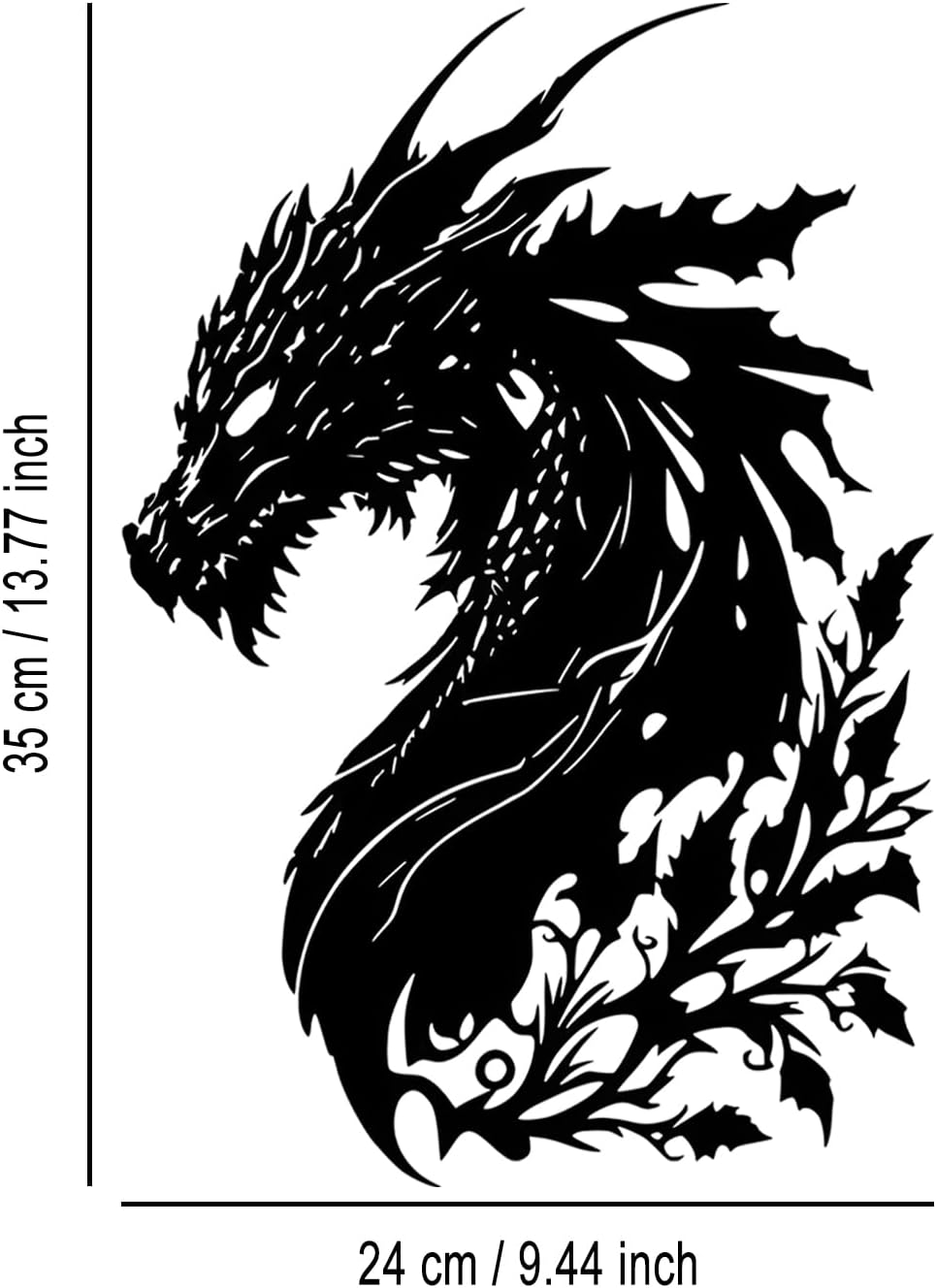 LIYOUYA Dragon Metal Wall Decor - Man Cave Decor Fantasy Room Decor Flower Wall Art Home Decor for Living Room, Bedroom, Office,Courtyard, Patio, Outdoor (Black)