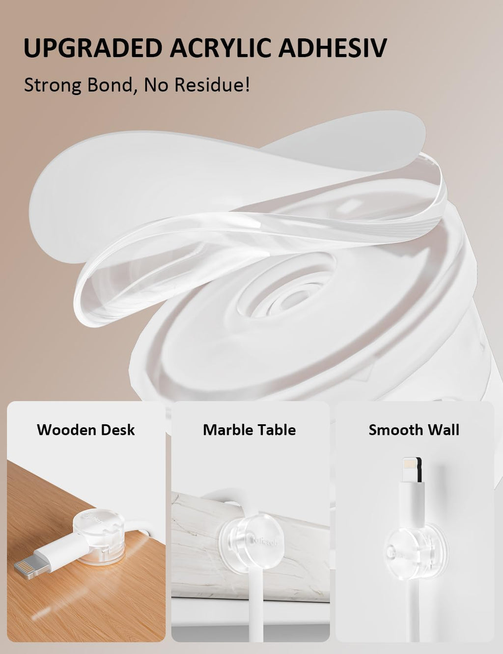 Magnetic Cord Holder for Desk & Nightstand, 7-Pack 360° Rotatable Cable Clips Organizer - Strong Adhesive Fits 8mm Lots for Phone Charger Cords & Wires, Clear