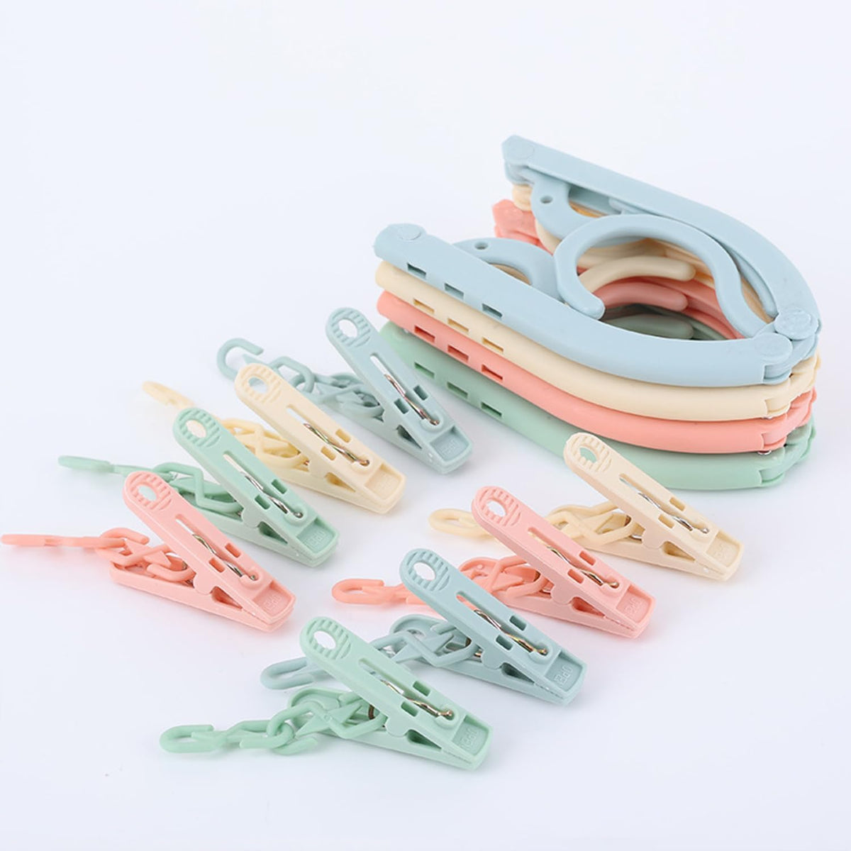 12 Pcs Foldable Travel Hangers with Clips, Plastic Hanger Folding Clothes Hangers Space Saving Clothes Hangers - Coat Hangers for Cruise Business Trip Travel