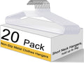 Leumoi 20 Pack Short Neck Hangers Non-Slip Metal Hangers for Clothes, White