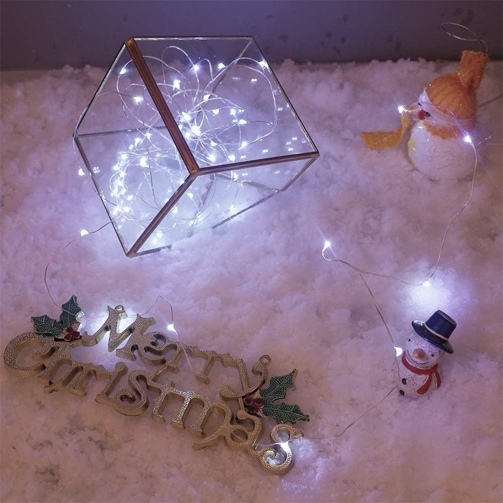 16 Pack Led Fairy Lights Battery Operated String Lights 10 Feet 30 LED Waterproof Twinkle Lights Mason Jar Lights Silver Wire Firefly Lights for Christmas Party Wedding Patio White