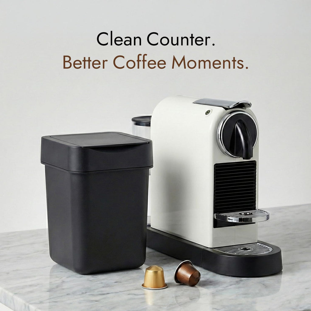carrotez Coffee Bar Mini Trash Can, 0.5 Gal / 2L - Black
