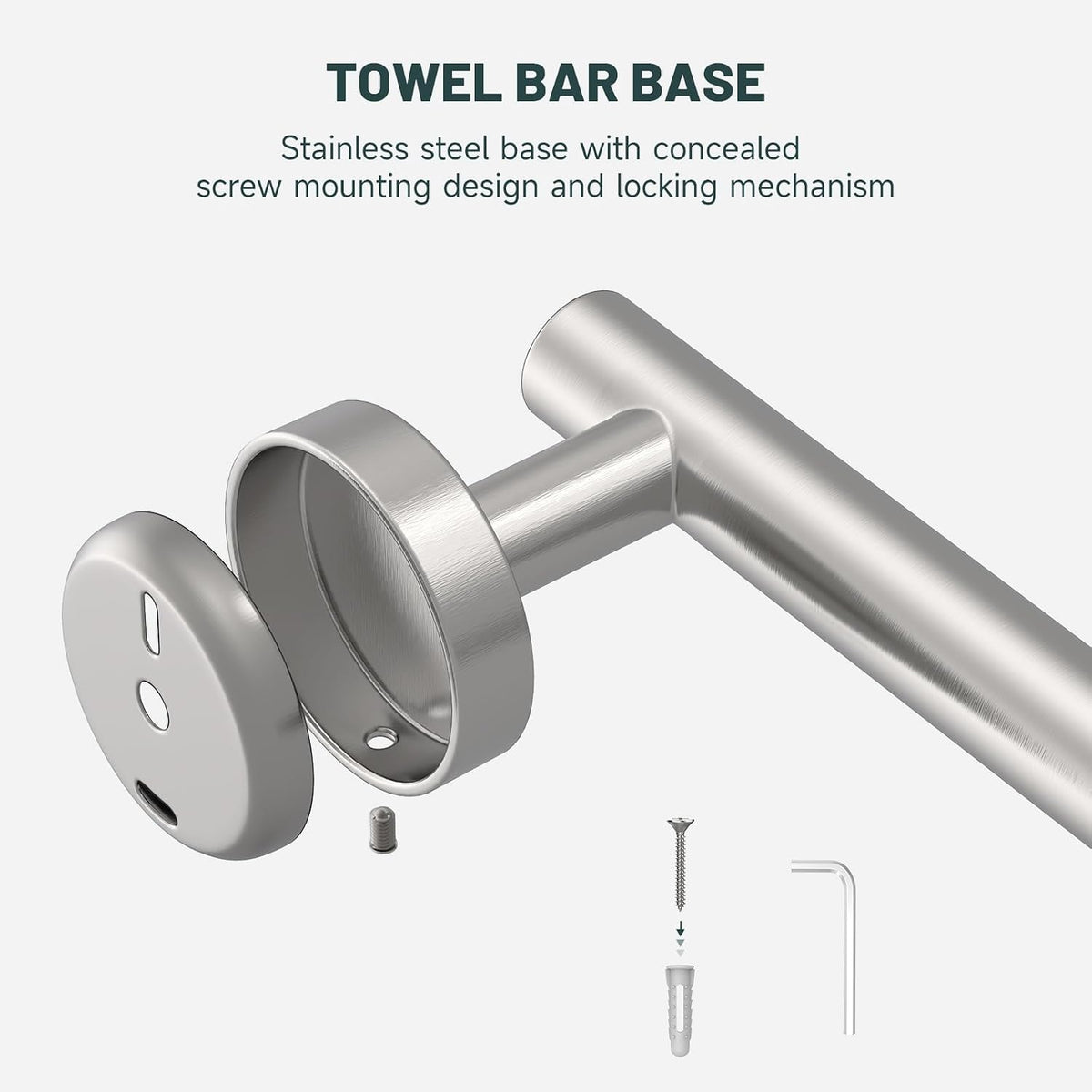 24 Inch Towel Rack for Bathroom, Brushed Nickel