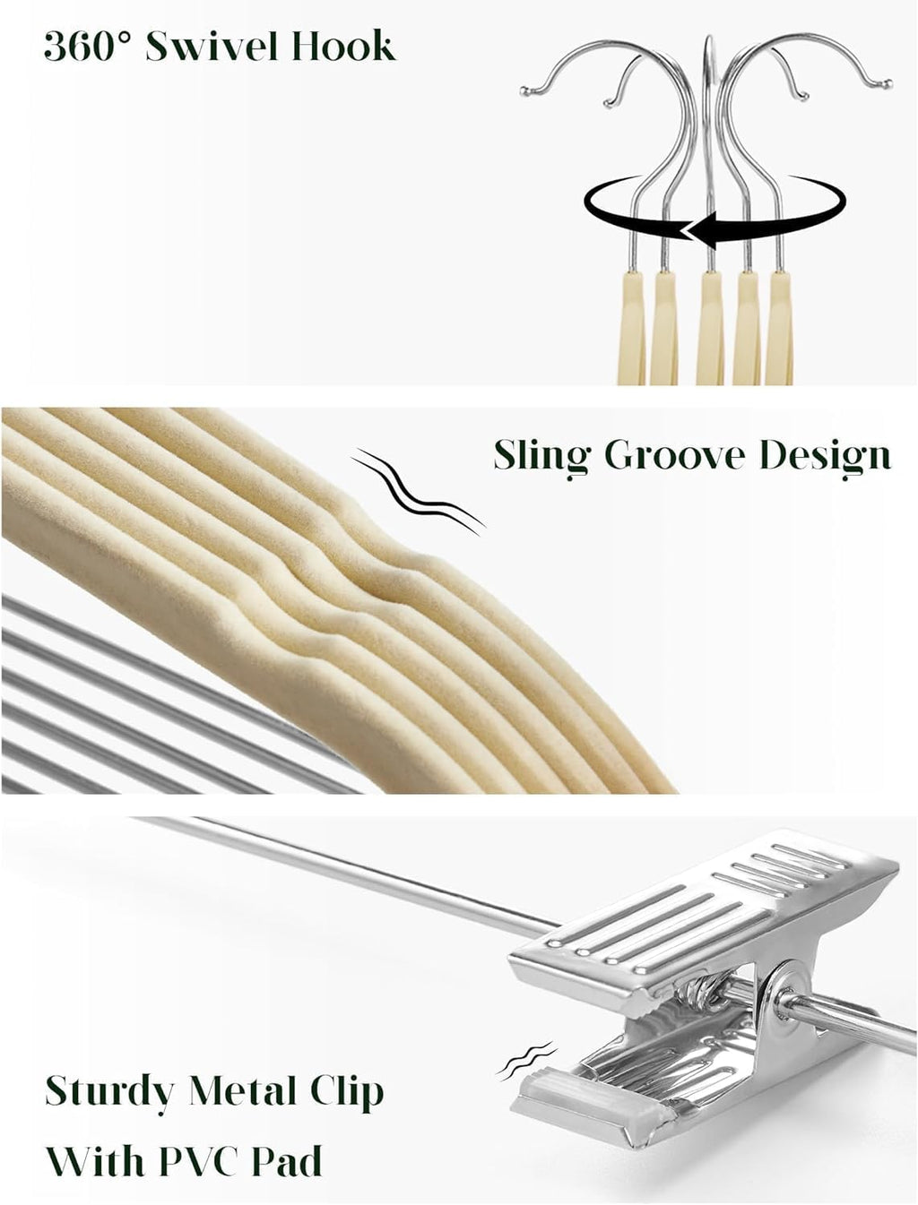 Cozymood Velvet Skirt Hangers 72 Pack Thin Velvet Hanger with Clips