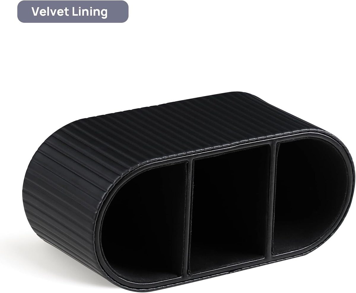 Oval Pen Holder for Desk, Remote Control Holder, Black