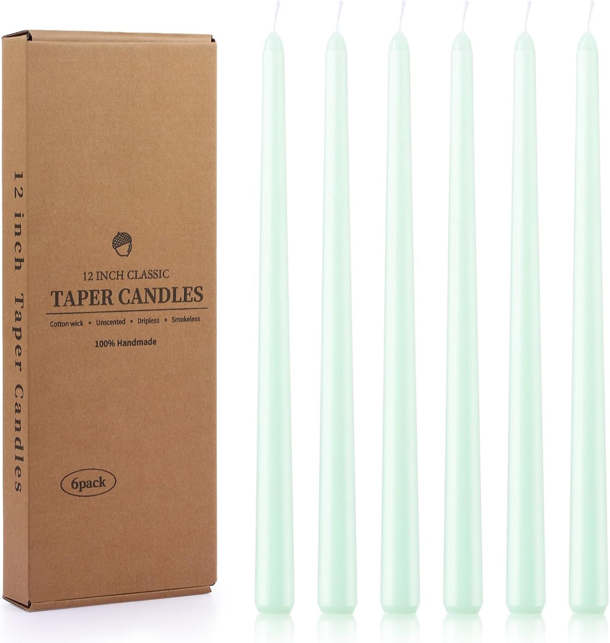 BEARAE Taper Candles, 12 Inch 6 Pack Candle Sticks Smokeless Dripless Unscented Candlesticks, Long Tapered Candles for Wedding Dinner Birthday Ritual Prayer Meditation, 8 Hours Long Burning