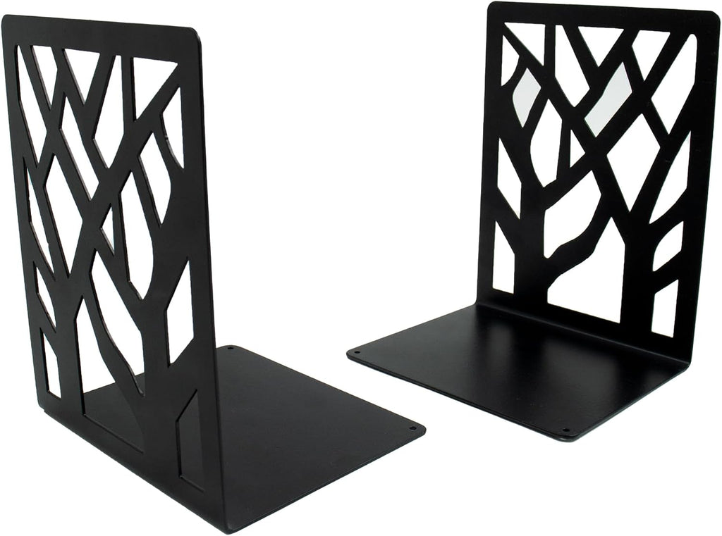Spillbox Metal Non Slip Bookends Book Shelves | Shelf | Study Table | Home Decor | Holders | Case | Bracket | Stand | Heavy Duty | Set | Book Ends for Office, Home - Tree