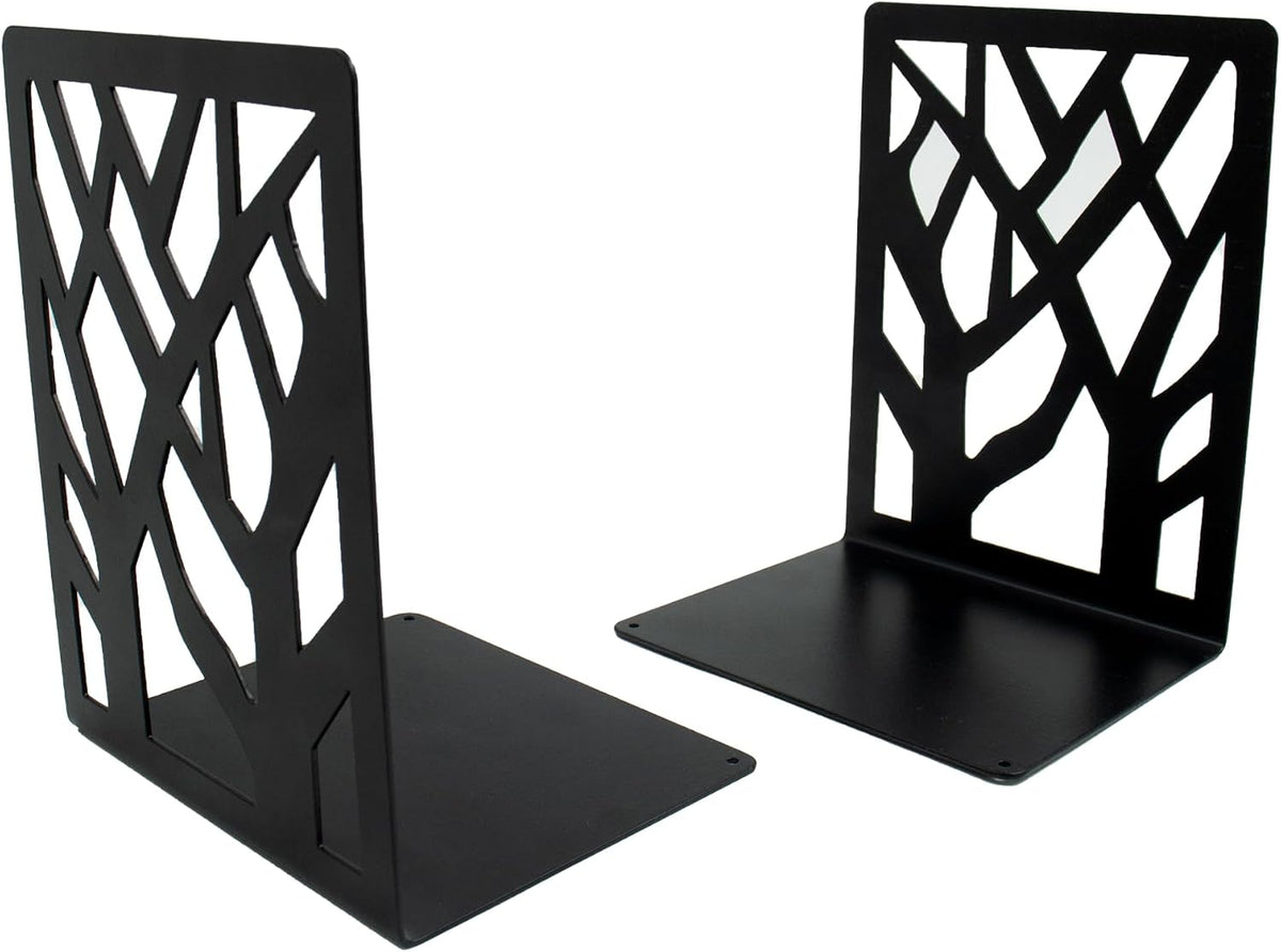 Spillbox Metal Non Slip Bookends Book Shelves | Shelf | Study Table | Home Decor | Holders | Case | Bracket | Stand | Heavy Duty | Set | Book Ends for Office, Home - Tree