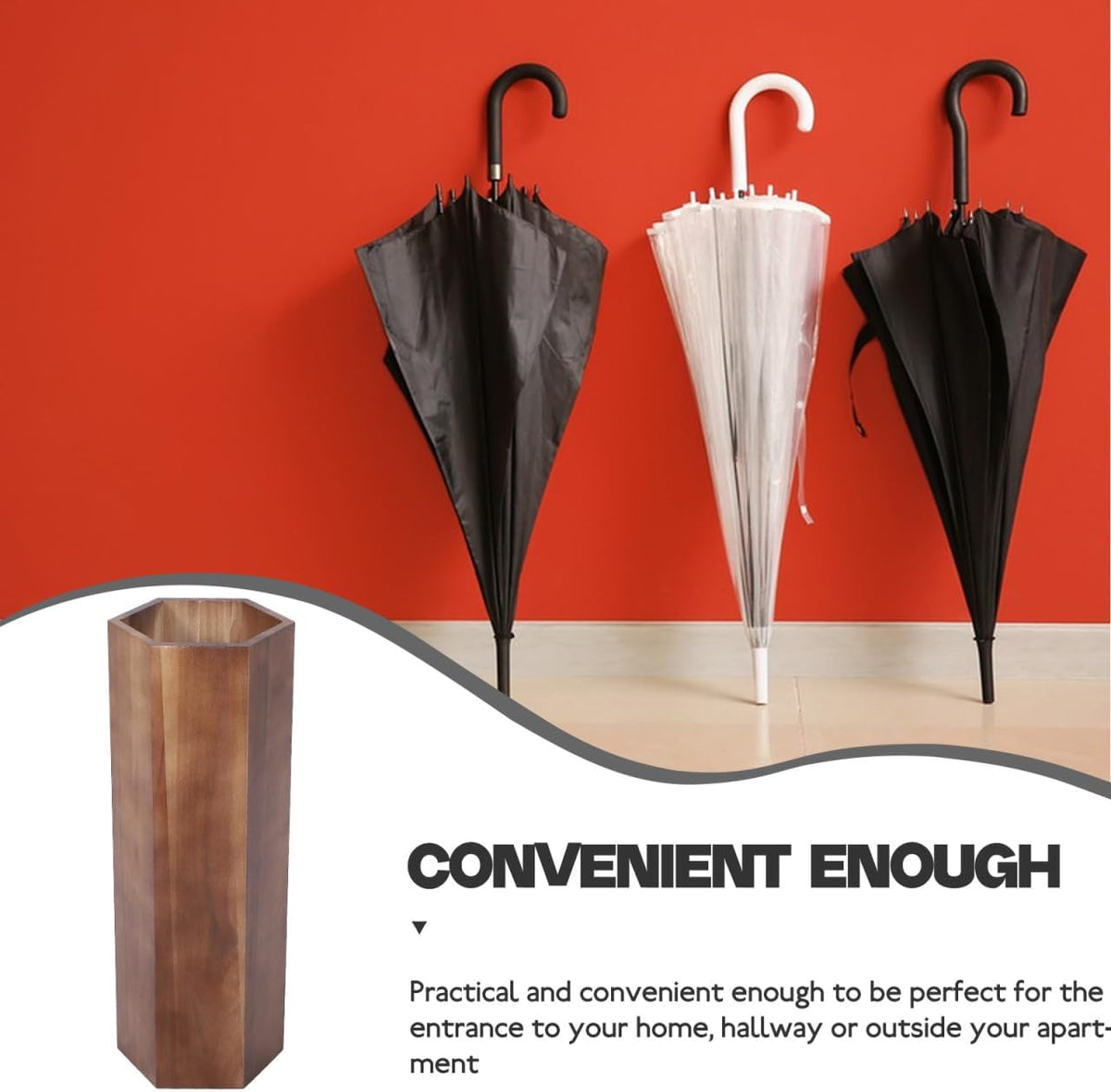 Umbrella Rack,Wooden Umbrella Bucket Entryway Umbrella Holder Freestanding Cane Stand Natural Color Decorative Umbrella Rack Tall Basket for Laundry