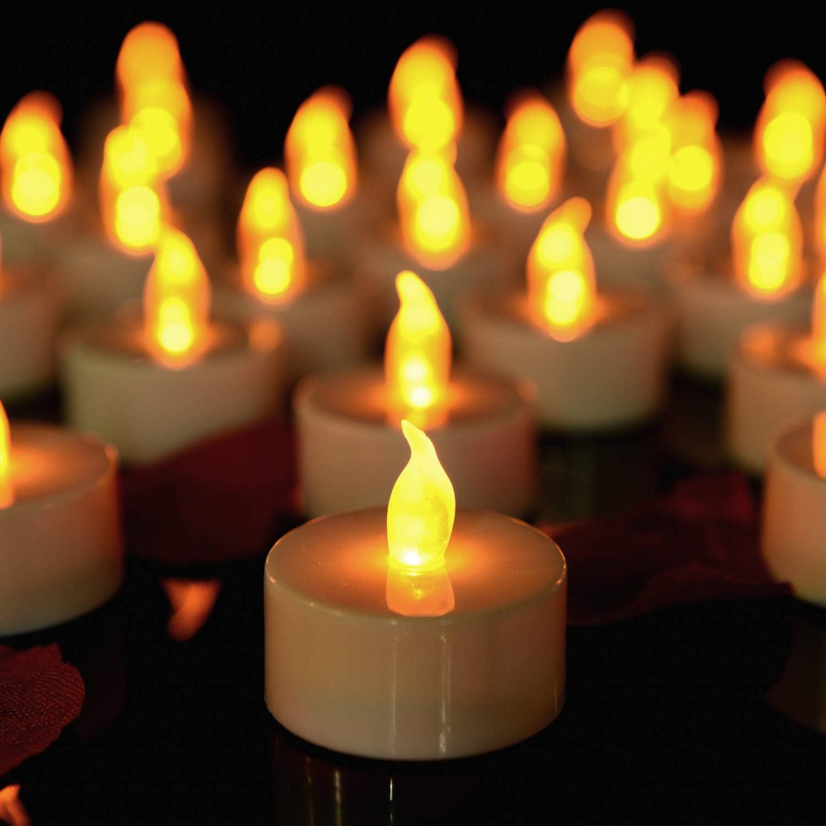 Flameless Tealight Candles, 100 Pack, Batteries Included, White