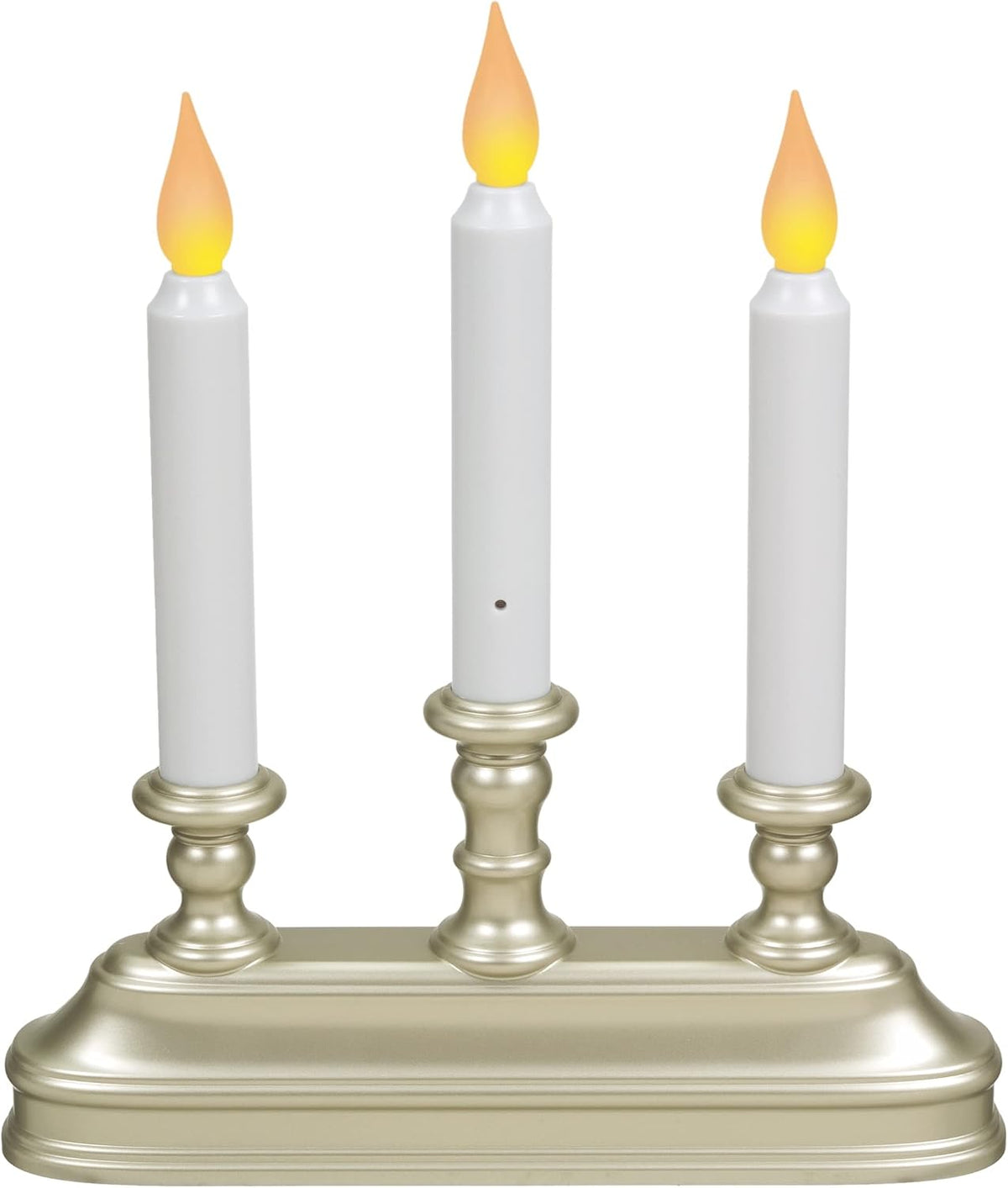 Xodus Battery Operated Window Candles, Pewter, 3-Arm Candelabra, 3 Pack