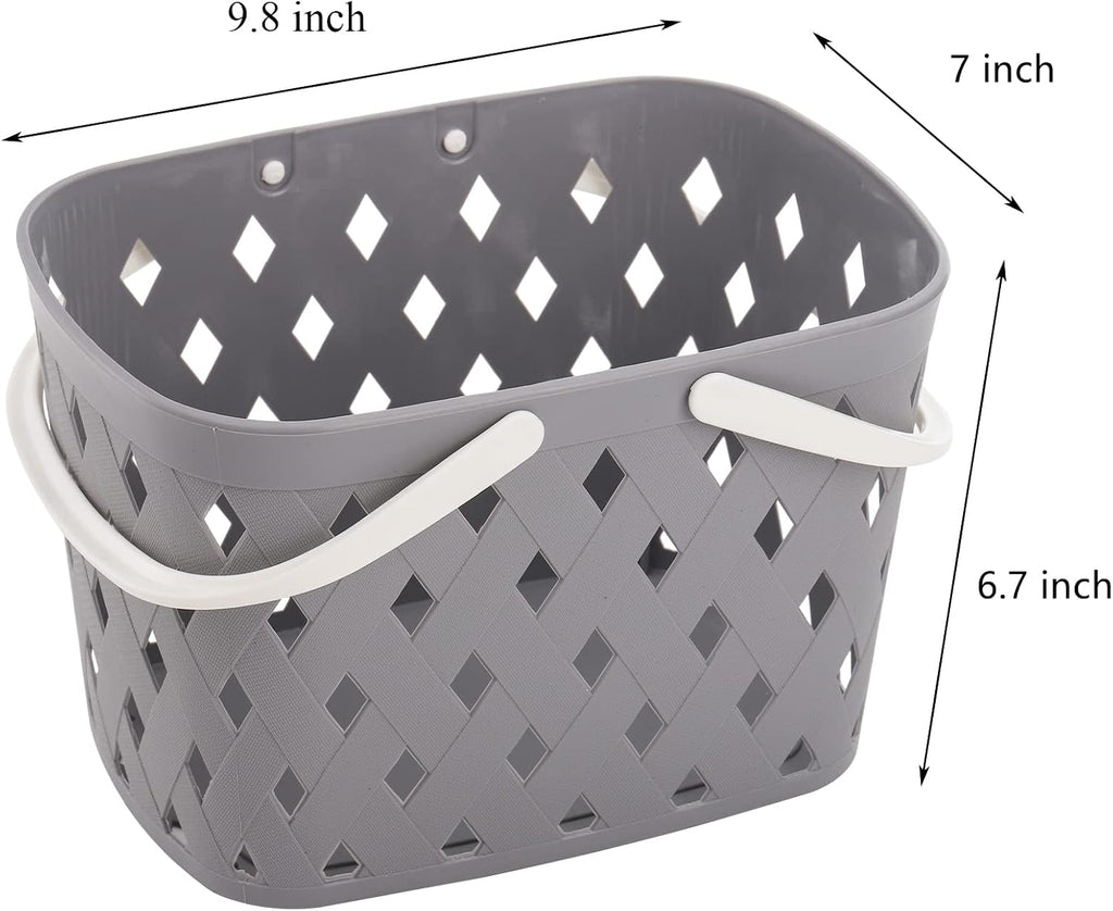 Hacaroa 3 Pack Portable Shower Caddy with Handles, Plastic Tote Storage Basket Toiletry Organizer Bin for Holding Soap, Shampoo, Cosmetics, Bathroom, College Dorm, Kitchen, Camp, Gym, 3 Colors