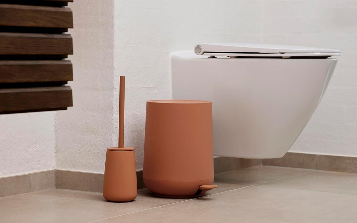 Zone Denmark Nova One Ceramic Toilet Brush with Brush Holder, Soft Touch Coating, Diameter 10.3 cm, Height 37 cm, Mandarin