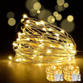 LED Fairy String Lights with Remote Control - 2 Set 100 LED 33ft/10m Micro Silver Wire Indoor Battery Operated LED String Lights for Garden Home Party Wedding Festival Decorations(Warm White)