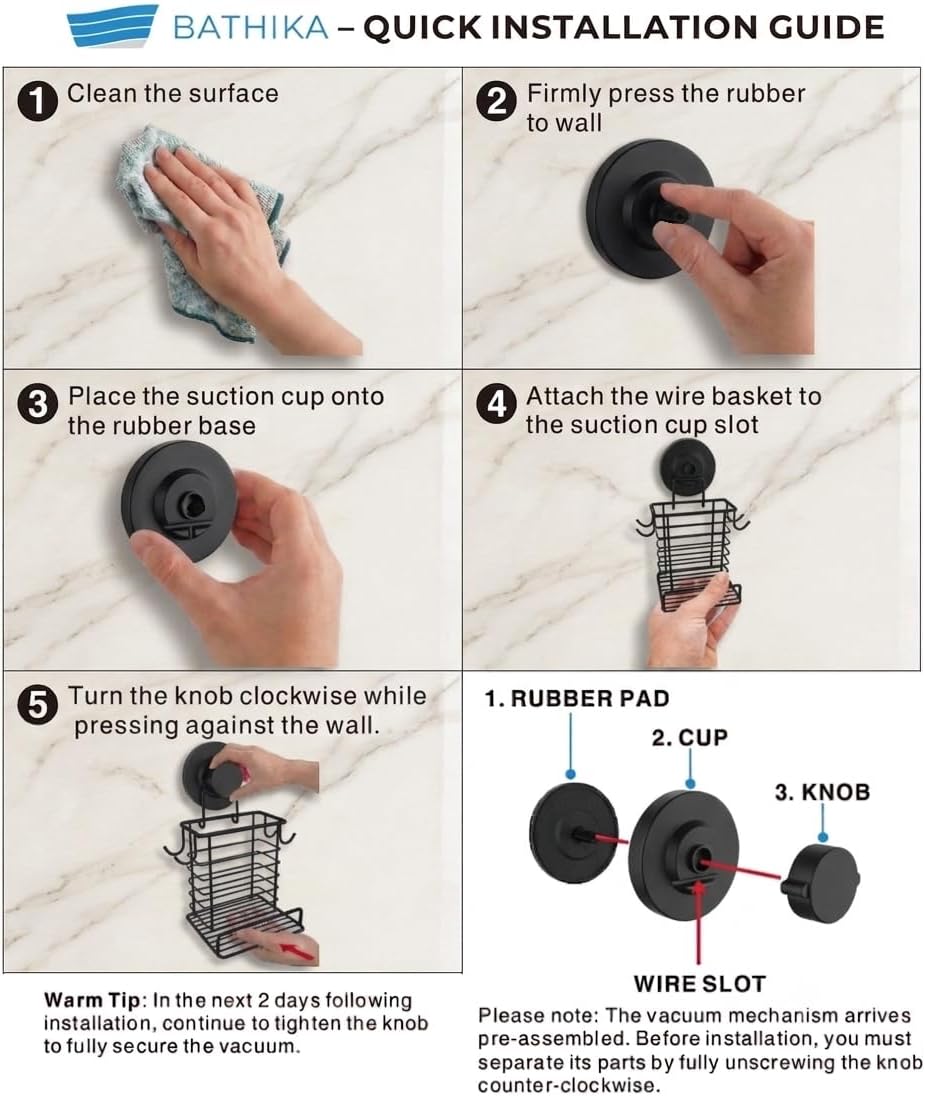 Toothbrush Holder Suction Cup Wall Mounted Toothpaste and Toothbrushes Holder Shelf for Soap Dish or Phone Powerful Vacuum System Rustproof Stainless Steel Organizer Electric Toothbrush (Black)