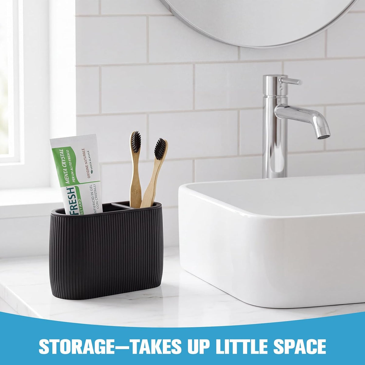 Black Toothbrush and Toothpaste Holders for Bathrooms