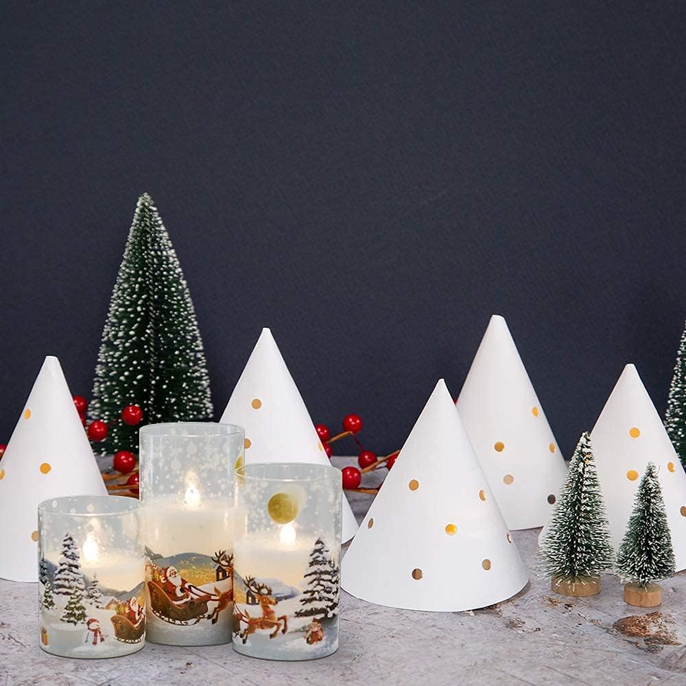 Eldnacele Santa Christmas Flameless Candles Glass with Remote and Timer
