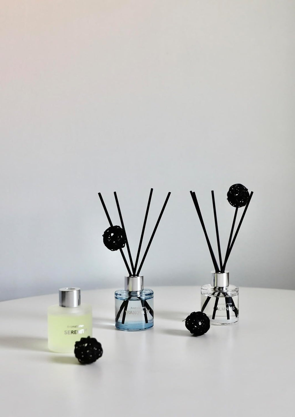Reed Diffuser Set of 3 | Aromatherapy Fragrance Oil | 12 Sticks and 6 Rattan Balls, 3 x 50ML | Home, Office, Bathroom, Bedroom Essentials (Eucalyptus, Jasmine, Lemongrass, Sky Blue)