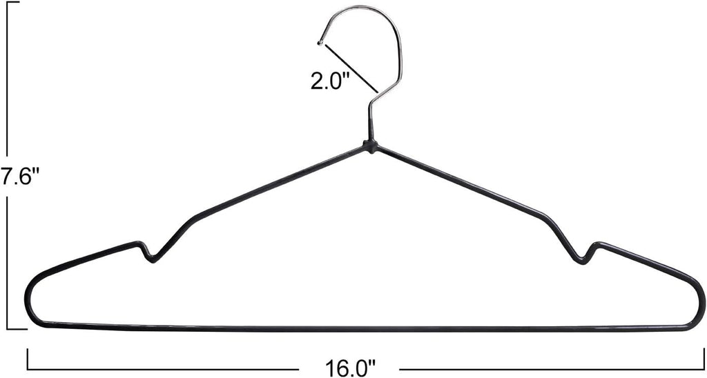 Non-Slip Hanger Metal Hangers Wire Shirt Hangers Chrome and Black Friction, 40 Pack Space Saving Clothes Hanger with Rubber Coating 16.5 Inches