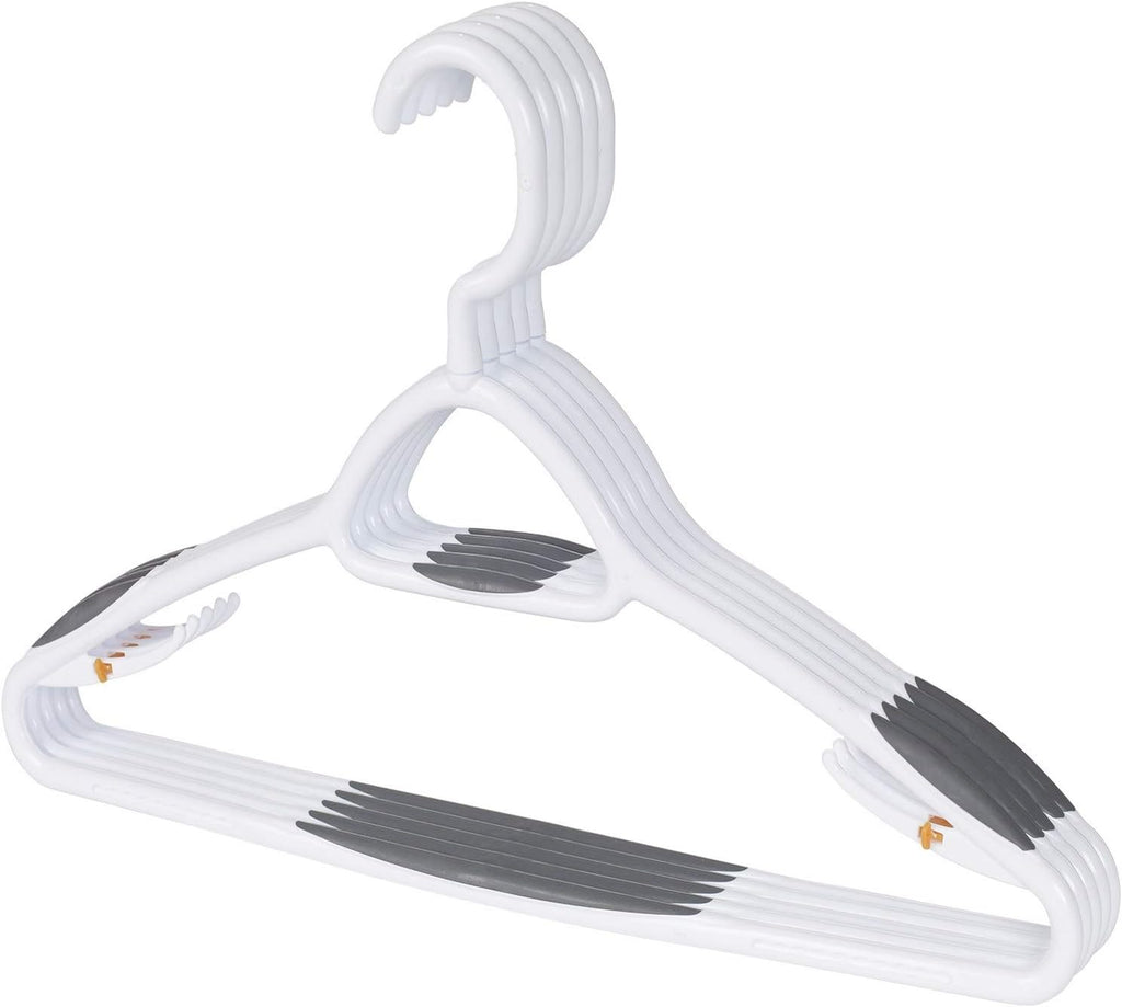 Set of 5 Deluxe Non Slip Hangers by Neatfreak! - Space Saving Hangers for Clothes, Pants, Jackets and Shirt 5 Pack,White/Grey