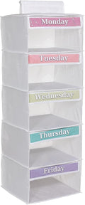 Monday through Friday Hanging Weekly Clothes Organizer for Kids