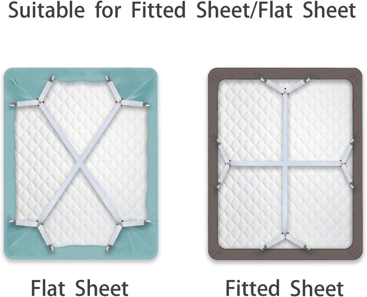 Pack of 2 Bed Sheet Straps, Fitted Sheet Holders for Corners